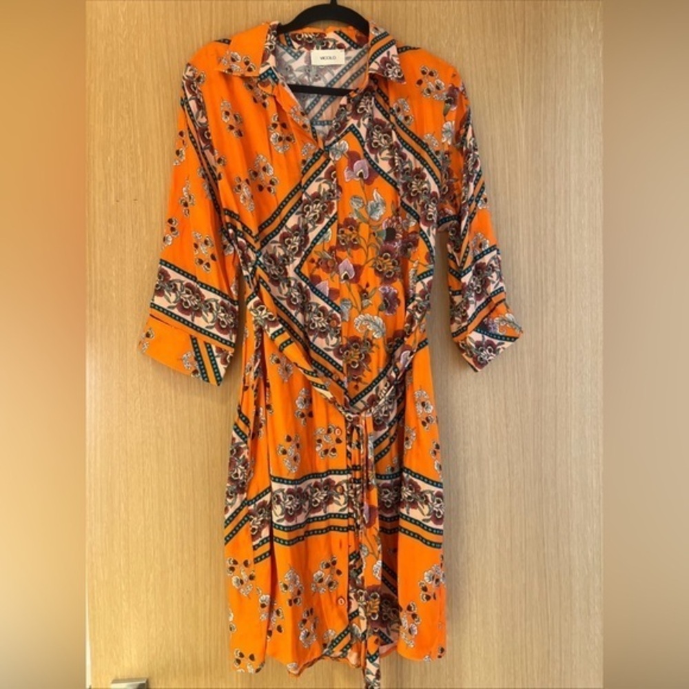 Vicolo Womens Long Sleeve Button-Down Business Shift Dress Size M